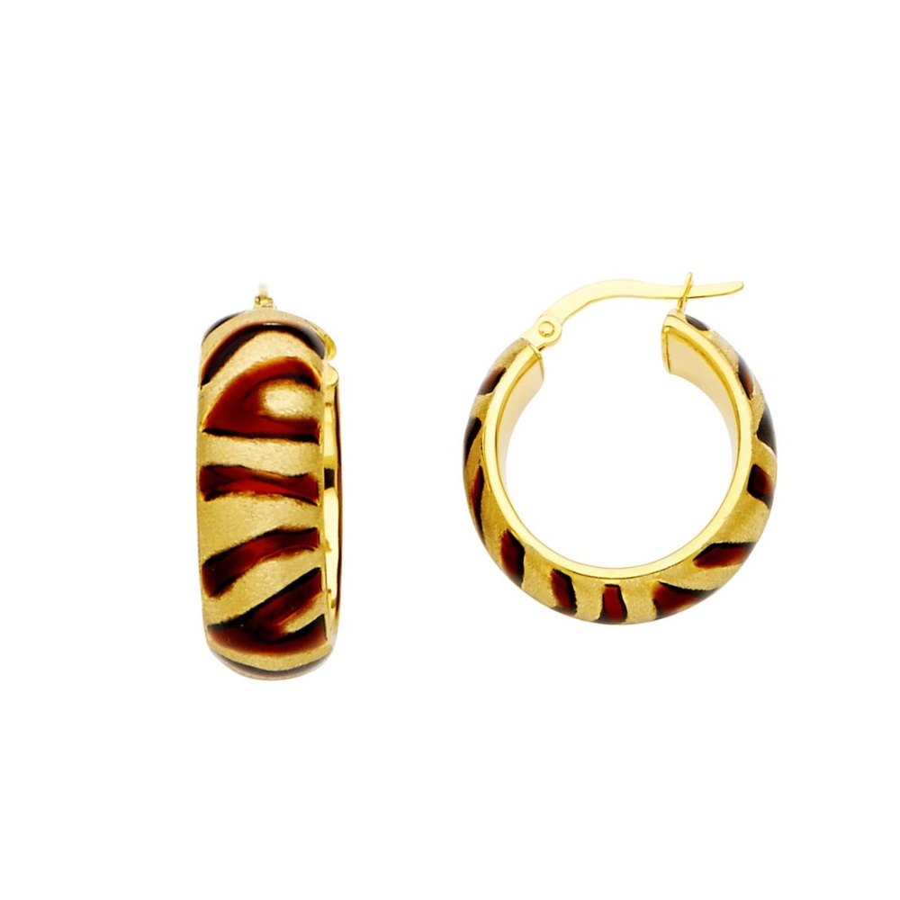 14K Yellow Gold 8mm Hollow Hoop Earrings for women